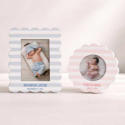 Personalized Baby Photo Frame – Scallop Edge Nursery Keepsake