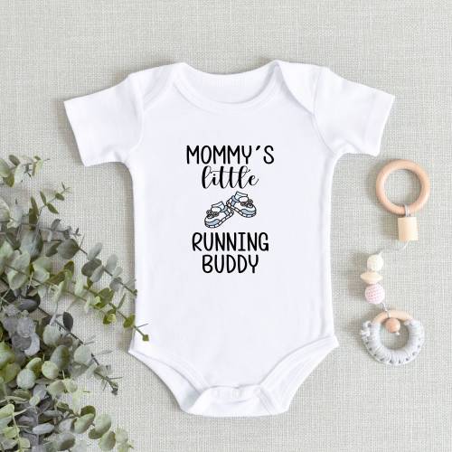 Running Buddy Baby ONESIES® Brand Bodysuit - Mommy's Little Runny Buddy Bodysuit - New Baby Gift - Baby Shower Gift - Cute Baby Boy Gift