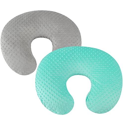Dot Nursing Pillow Cover Set 2 Pack Nursing Pillow Slipcovers, Ultra Soft Compatible with Boppy Pillow,Standard Pillow for Baby Boy Girl Grey and Green