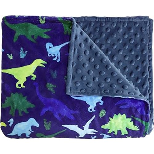 TANOFAR Fleece Baby Blanket for Boys Toddler Blanket Blue Dinosaur Double Layer Crib Blanket 50 x 60 Inch