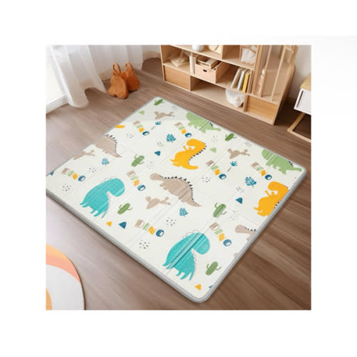 Foldable Baby Play Mat, PIGLOG 0.6in Thick Waterproof Playmats for Babies and Toddlers Kids, Safe Foam Playmat for Tummy Time, 50x50 Playpen Mat, Reversible Portable Floor Mat for Infant, Dinosaur