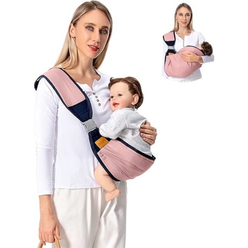 Baby Sling Carrier One Shoulder Carrier for Toddler, Lightweight Baby Carrier Sling Newborn to Toddler, Baby Hip Carrier for Toddler Carrier Sling for Infant Carrying 7-45 lbs, Pink