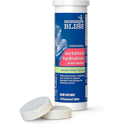 Mommy's Bliss Lactation Hydration Drink Tablets, Lemon Lime Flavor, Electrolytes + B Vitamins, 1 Pack (10 Tablets)