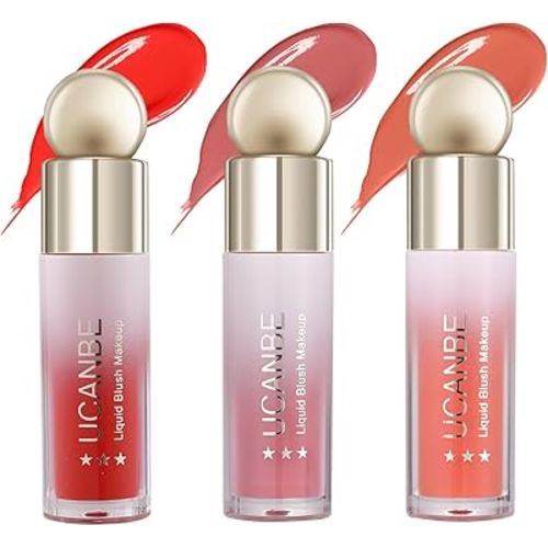 UCANBE 3 PCS Liquid Blush Makeup Kit, Soft Cream Face Blush for Cheeks, Dewy Cheek Tint, Easy to Blend & Light Weight Face Blushes for Women Girls(02)