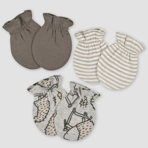 Gerber Baby Boys' 3pk Hedgehog Mittens - Navy Blue/Gray