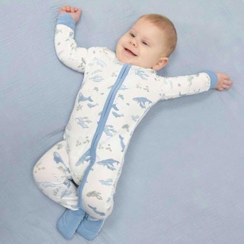 Watercolor Blue Whales - Convertible Romper