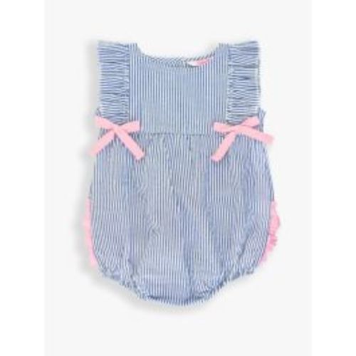 Classic Blue Seersucker Ruffle Romper