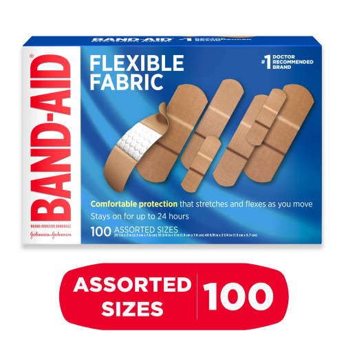 Band-Aid Brand Flexible Fabric Adhesive Bandages, Assorted, 100 Count