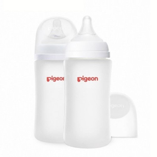 Pigeon Nurture & Nest Silicone Coated Glass Baby Bottles with Nipples - 8 fl oz/2pk