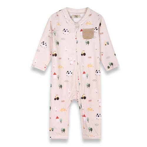 Farm Zipper Baby Coverall Jumpsuit (Organic Jersey) - 0-3M