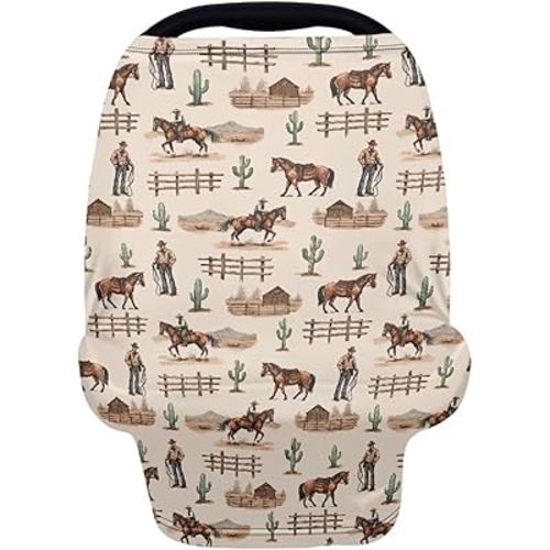 Belidome Western Cowboy Baby Stuff Nursing Scarf Breastfeeding Cover Baby Car Seat Covers, Soft Breathable Lightweight