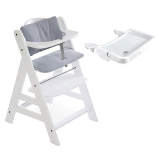 hauck Alpha+/Beta+ High Chair Tray & Deluxe Seat Cushion Pad, White/Gray