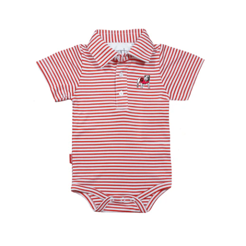 INFANT UGA Striped Polo Snap-Bottom One Piece – The Red Zone- Athens, GA