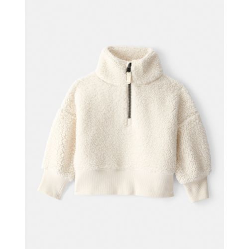 Baby Girl Sherpa Quarter-Zip Pullover Sweatshirt - Cream - Carter's | Carter's
