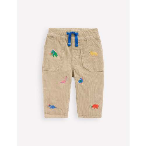 Cosy Lined Pants-Prehistoric Embroidery | Boden USA
