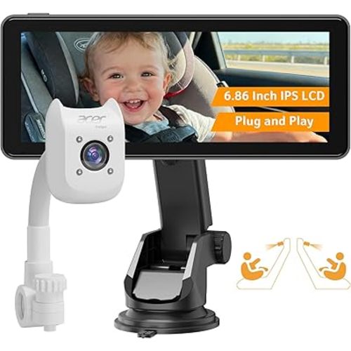 acer Baby Car Camera Rear Facing -1080P Car Seat Camera with 940nm Night Vision, 360° Rotating Carseat Mirror, Easy Install, Wide HD View for Infant Safety & Peace of Mind