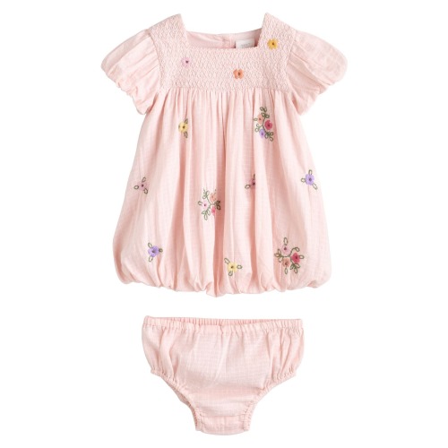 NEXT Floral Embroidered Bubble Dress & Bloomers Set