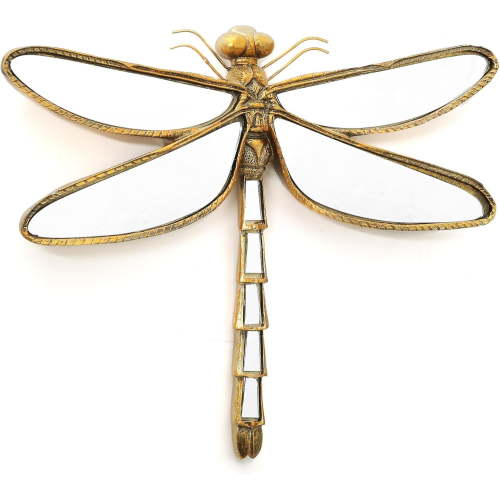 Decorative gold Dragonfly Mirrors - Gold Resin and Glass Wall Decor, Perfect for Victorian and European Themed Homes
