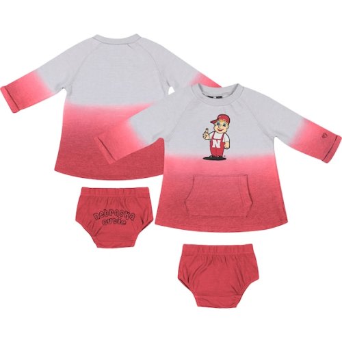 Nebraska Huskers Colosseum Newborn & Infant Hand in Hand Ombre Dress & Bloomers Set - Gray/Scarlet