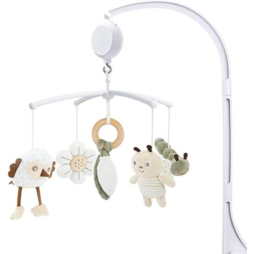 Crib Mobile 35 Lullaby Music, Cotton Baby Mobiles for Cribs & Pack N Play, Easy to Install, Stuffed Animals Hanging Toys Newborn Boys & Girls, Caterpillar
