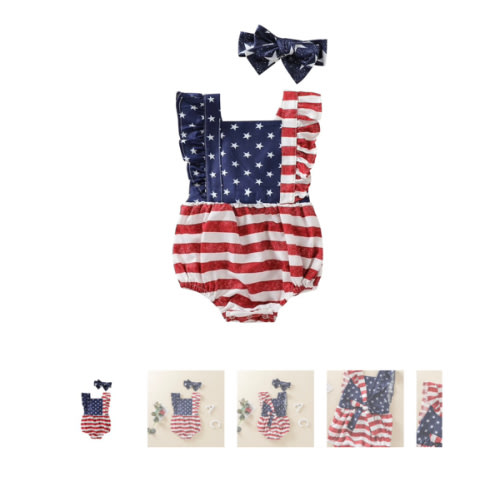USA Ruffle Romper with Headband - Hazel & Bo