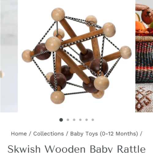 Skwish Wooden Baby Rattle & Teething Toy