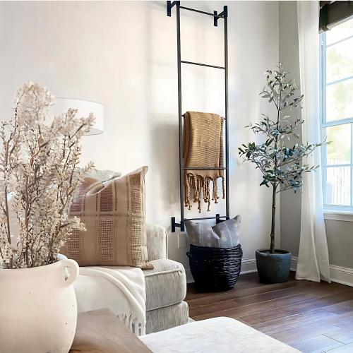 Wall Mounted Iron Blanket Ladder, Blanket Storage, Fall Décor, Metal Blanket Ladder, Livingroom Décor, Blanket Ladder, Home Accents