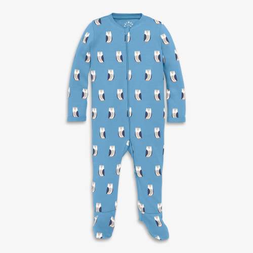 Baby organic zip footie in night owls | Primary.com