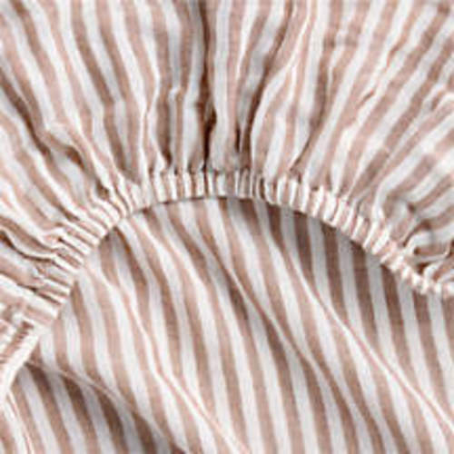 Supersoft Lilac Rose Striped 100% Organic Cotton Gauze Baby Crib Fitted Sheet
