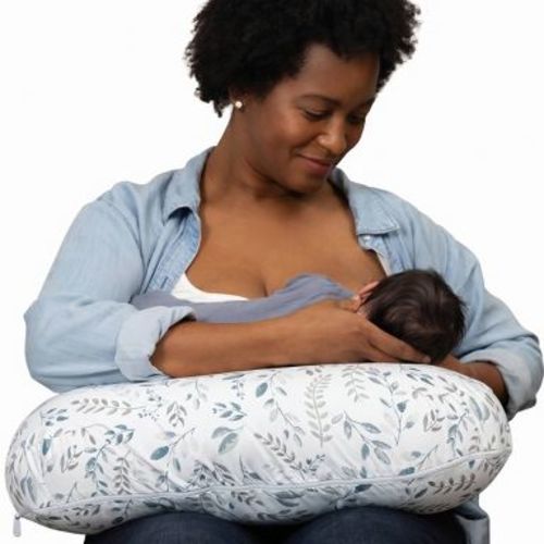 Boppy Nursing Pillow - Gray Beige Leaves: Botanical Leaf Pattern, 20" Length, 5.5" Thickness, 16" Width