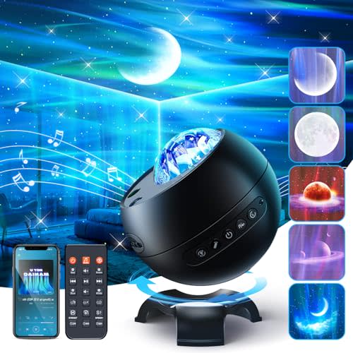COOLNIGHT Galaxy Projector for Bedroom, 180 Light Modes Moon Star Aora Night Light, 15 White Noise+Bluetooth Galaxy Light, Remote Star Projector for Kids Christmas Gifts