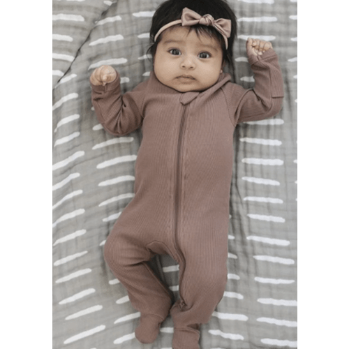 Organic Footed Zipper One Piece - Plum