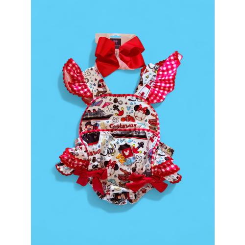 baby cruise outfit, mouse cruise line, toddler cruise romper with free matching bow