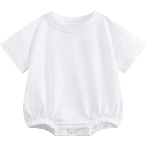 Bafeicao Baby Boy Girl Bubble Romper Organic Cotton Infant Summer Oversized Toddler T-Shirt Bodysuit Short Sleeve