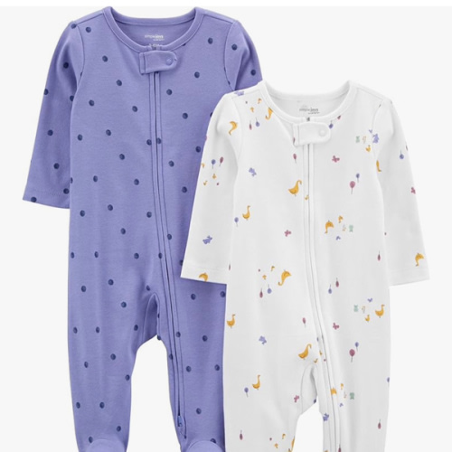 Simple Joys by Carter's Baby Girls' Cotton Footed Sleep and Play, Pack of 2