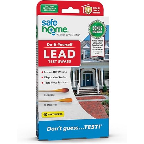 Safe Home® Lead Combo Test Kit – 10 DIY Swabs + Optional Testing at our EPA Certified Lab – Detect Lead on Solid Surfaces – Made in the USA for Homeowners & Contractors – (1 Pack)