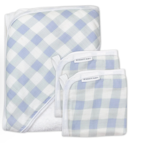 3-Piece Organic Cotton Hooded Towel Set, Gingham| Honest Baby Clothing