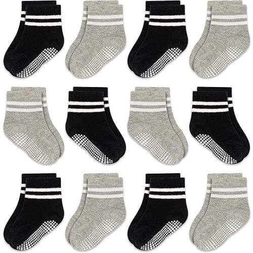 GRPSKCOS Baby Socks Non Slip 12 Pairs Toddler Anti Skid Socks for 0-7 Years Infants Little Kids Boys Girls