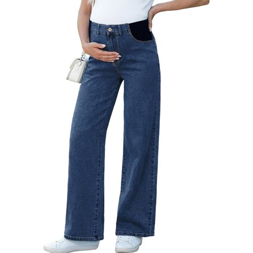 BLENCOT Maternity Jeans for Women High Waist Straight Leg Pregnancy Denim Pants with Pockets