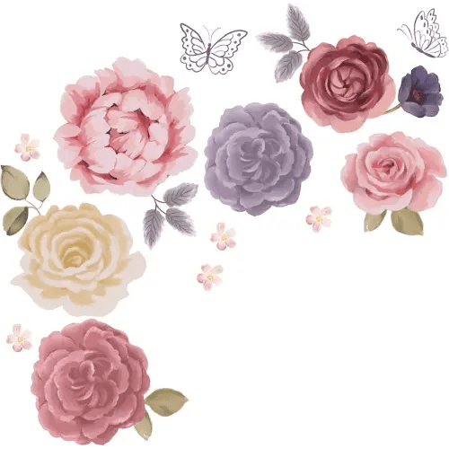 Lambs & Ivy Secret Garden Large Pink Flowers/Butterflies Wall Decals/Stickers