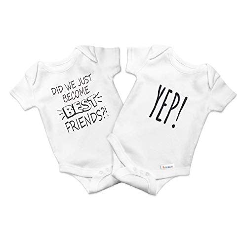 Twin Stuff 100% Cotton Unisex Best Friends Rompers – Cozy and Adorable Matching Outfits for Newborn Identical Twins