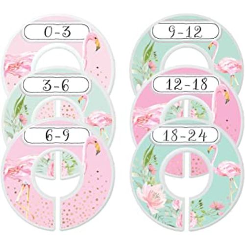 Mumsy Goose Nursery Closet Dividers Baby Girl Clothes Dividers Floral Flamingoes