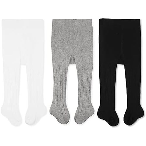 CozyWay Baby & Toddler Tights - Baby Girl and Boy Leggins Cable Knit Comfy Cotton Infant Multicolor - 3 Pack