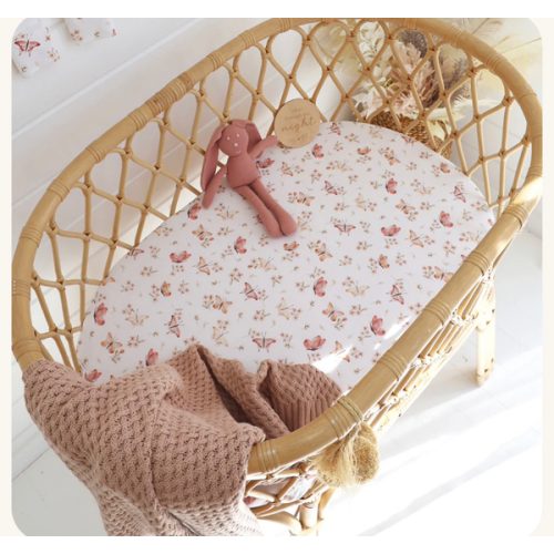 Butterfly Organic Fitted Bassinet Sheet & Change Pad Cover | Snuggle Hunny