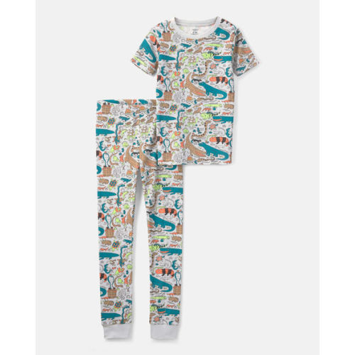 Boys Alligator 100% Cotton Snug Fit 2-Piece Pajama Set - Grey | Carter's