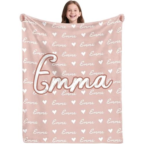 Custom Blanket with Name,Personalized Blankets for Kids Adult Boys Girls,Flannel Customized Blankets Throw for Boys Girls