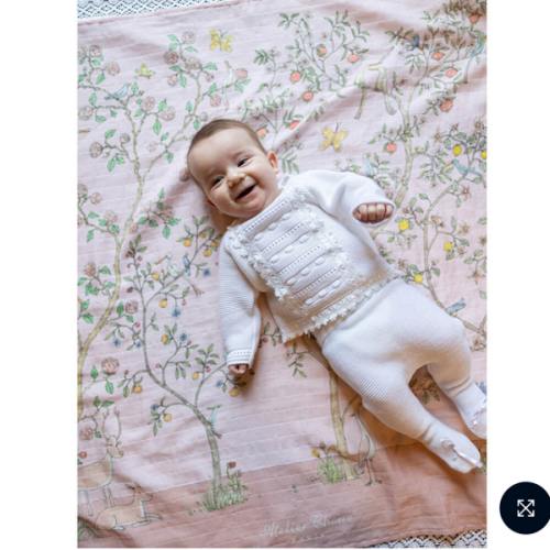 Swaddle Blanket In Bloom Pink | Atelier Choux Paris | NINI and LOLI