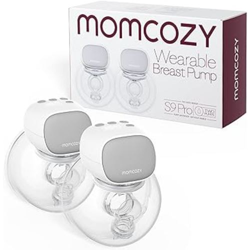 Momcozy S9 Pro Updated Hands Free Breast Pump, Wearable Breast Pump of Longer Battery Life & LED Display, Double Electric Pump with 2 Modes & 9 Levels - 24mm, 2 Pack Gray