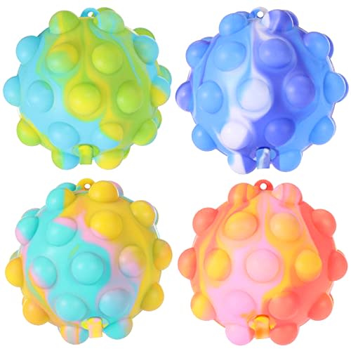 Pop Ball It Fidget Toys 4 Pack Stress Balls for Kids Adults Poppers Its 3D Squeeze Anti-Pressure Pop Balls Push Bubble Its Sensory Toys Squishy Fidget Ball Toddlers Small Toy Popper Stress Relief