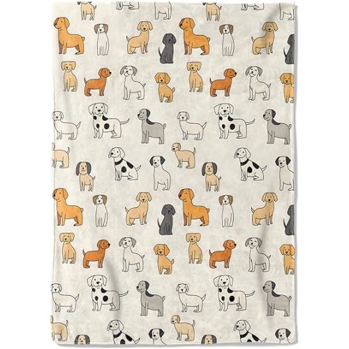 Cute Dog Fleece Blanket - 50x60in Cartoon Puppy Throw Blankets,Soft Cozy Lightweight, Ideal for Living Room Home Fun Decor and Kids Boys Girls Spring Pet Gifts